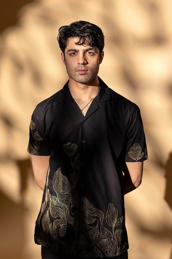 Black Modern Embroided Shirt