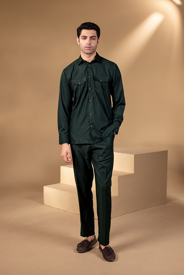 Dark Green Full Sleeves Modern Suit