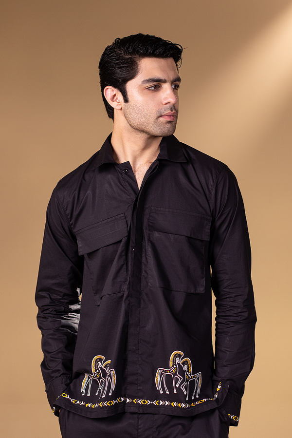 Black Screen Printed Shirt