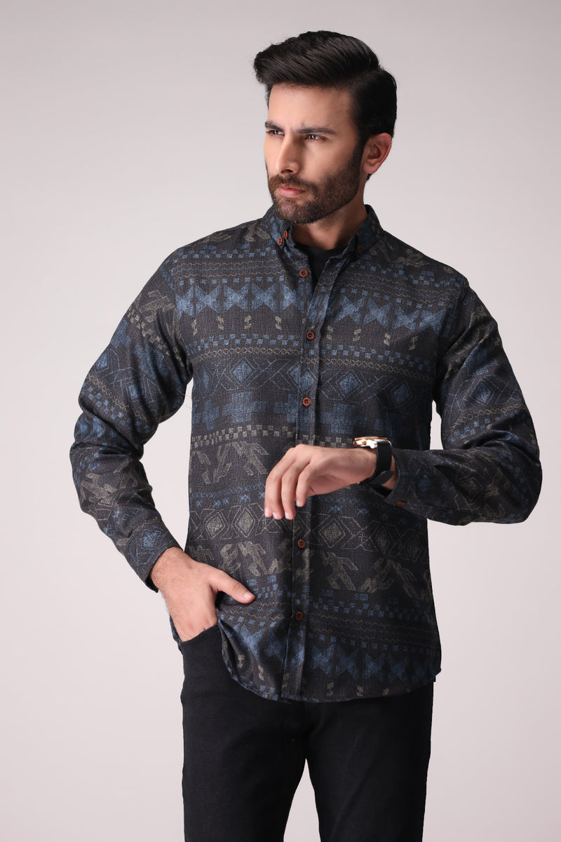 Black Printed Flannel Shirt Winters MF-FL-5832