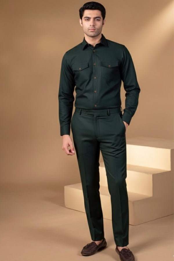 Dark Green Full Sleeves Modern Suit