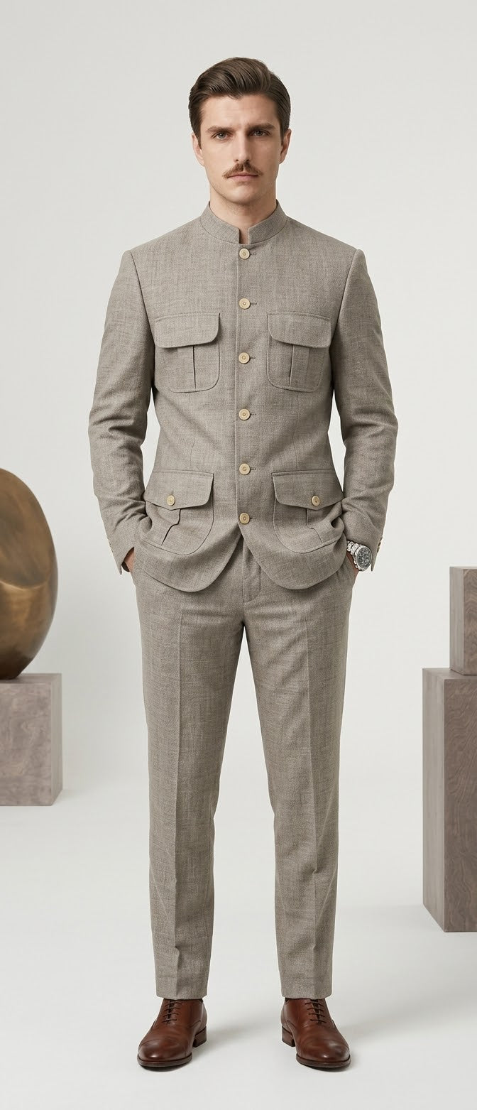 Texture Brown Modern Suit - Winters.