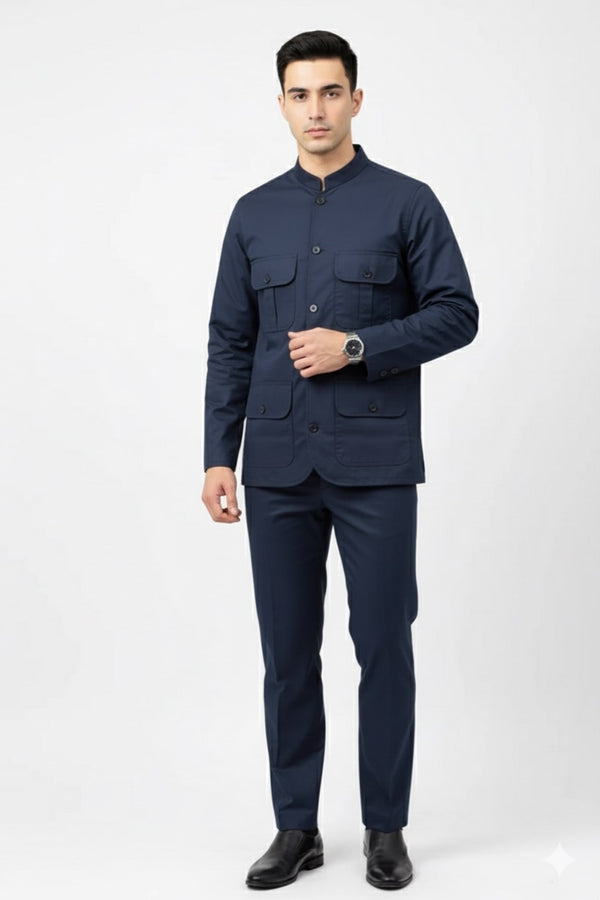 Navy Blue Modern Suit in TR
