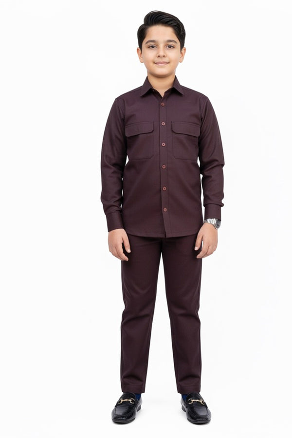 Dark Maroon Tr Coords Set - Kids
