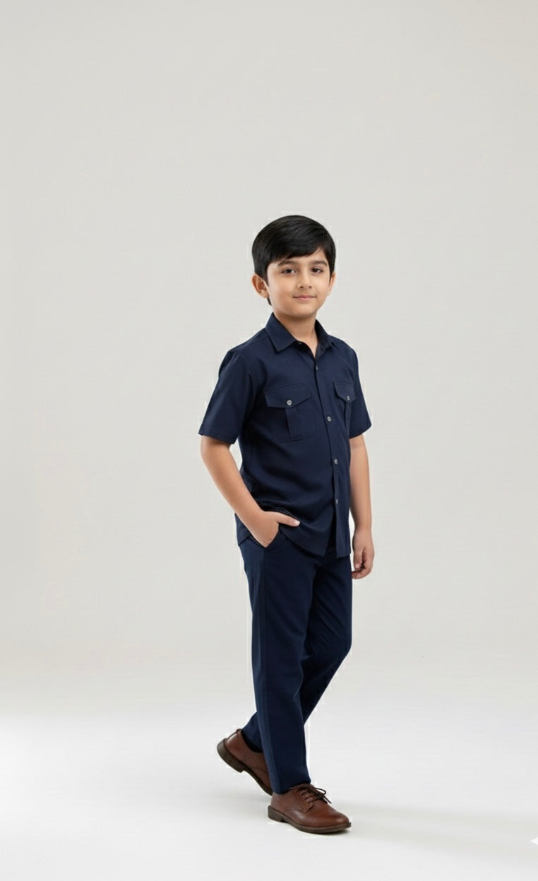 Navy Blue Modern Suit - Kids