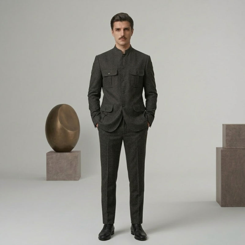 Black Maroon Modern suit safari