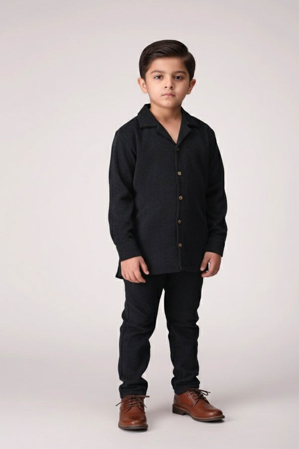 Black Green Corduroy Coords Set