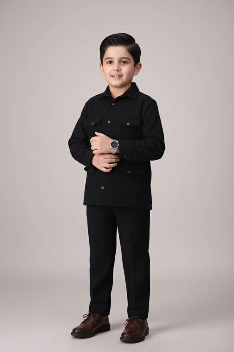 Black Suiting Kids Modern SuitMF-KD-1913