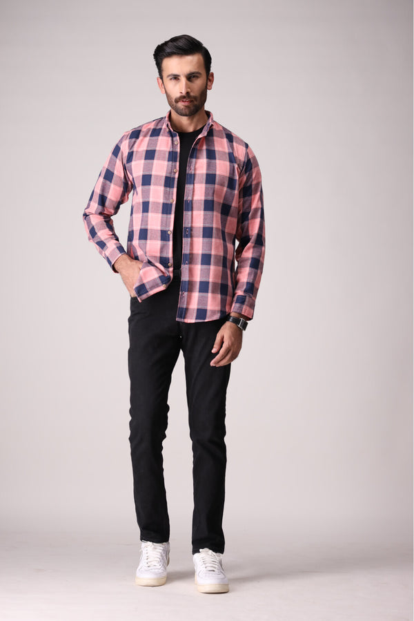 Flannel Checked shirt Pink and blue blocks