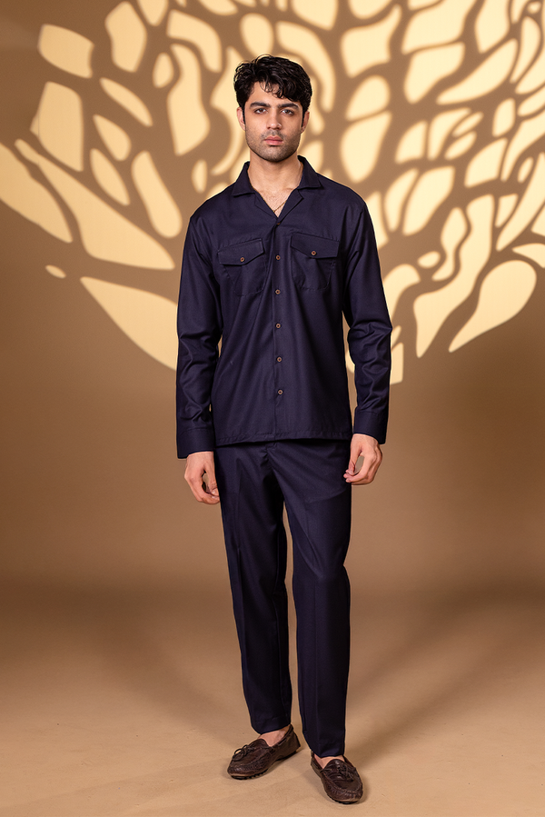 Navy Blue Premium Tropical Shirt