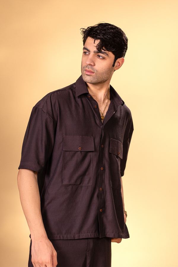 Brown Drop Shoulder Shirt