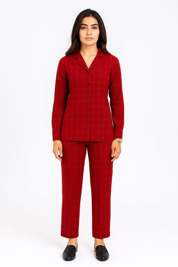 Red Grid Modern Suit